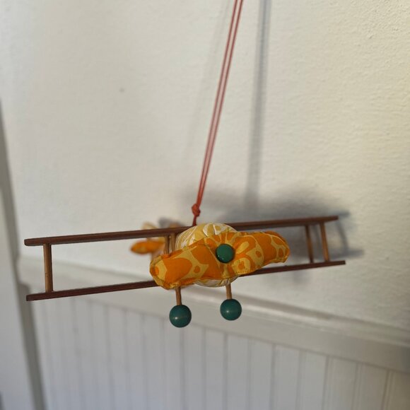 1973 Vintage, Rare Cotton Plush and Wood Biplane Mobile for Nursery - Picture 2 of 4